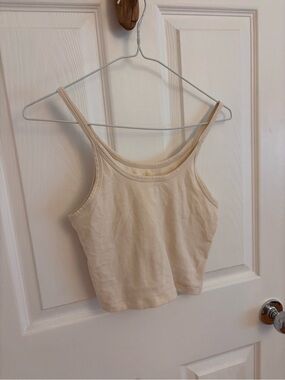 ARQ Cream Tank Crop Top with Thin Straps